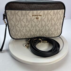 Michael Kors Signature Black and Cream Crossbody Bag